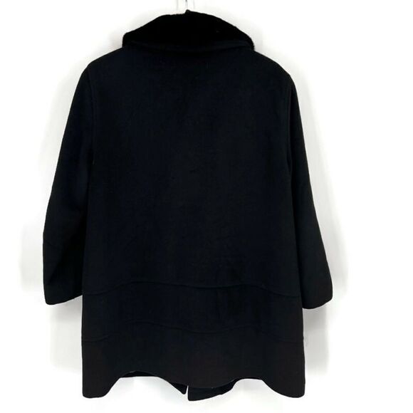 Jones‎ New York Collection Angora Wool Fur Collar Coat Black 10 - Picture 4 of 12